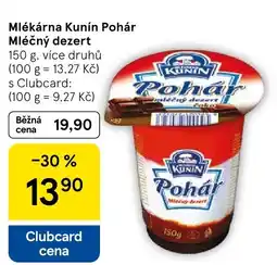 Tesco Mlékárna Kunín Pohár Mléčný dezert nabídka