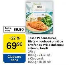 Tesco Tesco Pečená kuřecí fileta v houbové omáčce s vařenou rýží a dušenou zelenou fazolí nabídka