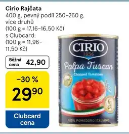 Tesco Cirio Rajčata nabídka