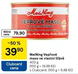 Tesco MeiNing Vepřové maso ve vlastní šťávě nabídka