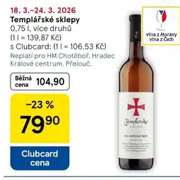 Tesco Templářské sklepy nabídka