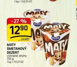 Flop MATY SMETANOVÝ DEZERT vybrané druhy nabídka