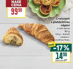 Billa Croissant s pistáciovou náplní z naší pece nabídka