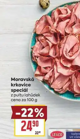 Billa Moravská krkovice speciál z pultu lahůdek cena za nabídka