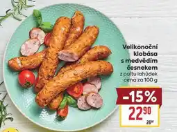 Billa Velikonoční klobása s medvědím česnekem z pultu lahůdek cena za nabídka
