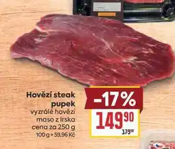 Billa Hovězí steak pupek vyzrálé hovězí maso z Irska cena za nabídka