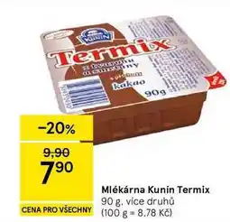 Tesco Mlékárna Kunín Termix, 90 g, více druhů nabídka