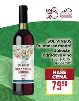 Billa SOL VINEUS Rulandské modré Jakostní odrůdové víno suché nabídka