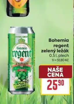 Billa Bohemia regent zelený ležák 0,51, plech nabídka