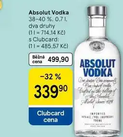 Tesco Absolut Vodka 38-40 % nabídka