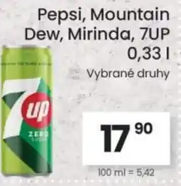 Kubík potraviny Pepsi, Mountain Dew, Mirinda, 7UP nabídka