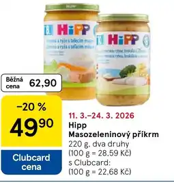 Tesco Hipp Masozeleninový příkrm nabídka