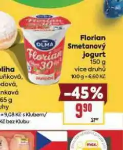 Billa Florian smetanový jogurt nabídka