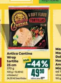 Billa Antica cantina wrap tortilla 25 cm nabídka