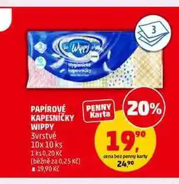 Penny Market PAPÍROVÉ KAPESNÍČKY WIPPY, 10x 10 ks nabídka