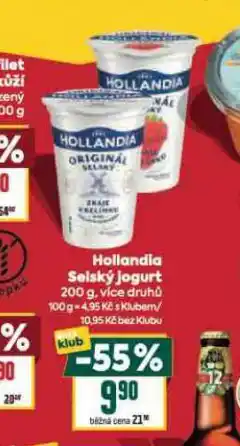 Billa Hollandia selský jogurt nabídka