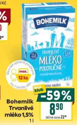 Billa Bohemilk Trvanlivé mléko 1,5% nabídka