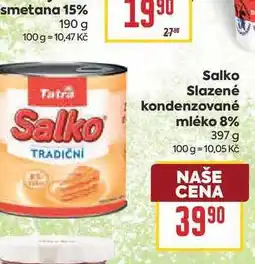 Billa Salko Slazené 1 kondenzované mléko 8% nabídka