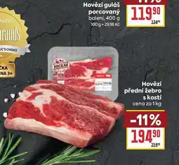 Billa Hovězí přední žebro s kostí cena za nabídka