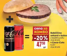 Billa Babiččina sekaná v bulce z teplého pultu + Coca-Cola 0,33l nabídka
