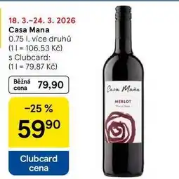 Tesco Casa Mana, 0,75 l, více druhů nabídka