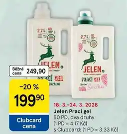Tesco Jelen Prací gel, 60 PD, dva druhy nabídka