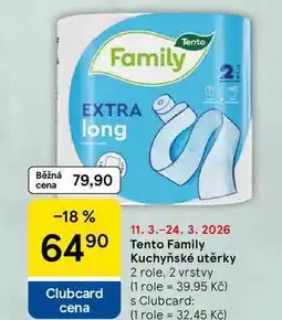 Tesco Tento Family Kuchyňské utěrky, 2 role, 2 vrstvy nabídka