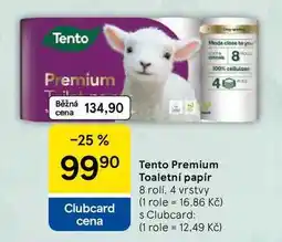 Tesco Tento Premium Toaletní papír, 8 roll, 4 vrstvy nabídka