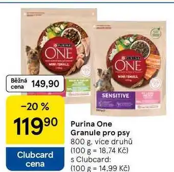 Tesco Purina One Granule pro psy, 800 g, více druhů nabídka