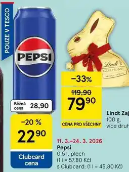Tesco Pepsi Cola plech nabídka