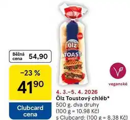 Tesco Ölz Toustový chléb, 500 g, dva druhy nabídka
