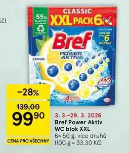 Tesco Bref Power Aktiv WC blok XXL, 6x 50 g, více druhů nabídka