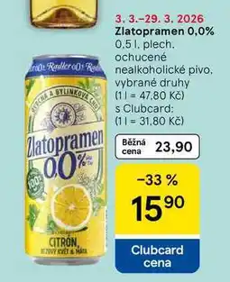 Tesco Zlatopramen 0,0%, 0.5 l, plech nabídka