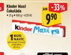 Albert Kinder čokoláda maxi nabídka