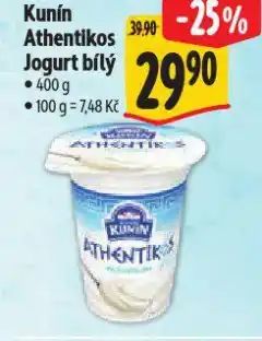 Albert Kunín athentikos jogurt nabídka