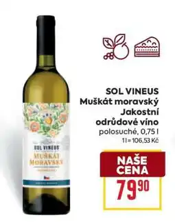 Billa SOL VINEUS Muškát moravský Jakostní odrůdové víno nabídka