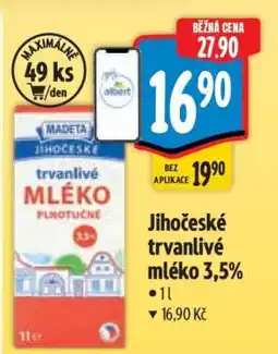 Albert Jihočeské Trvanlivé mléko 3,5% nabídka