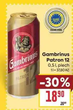 Billa Gambrinus Patron 12 0,51, plech nabídka