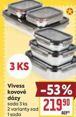 Billa Vivess kovové dózy sada 3 ks 2 varianty nabídka