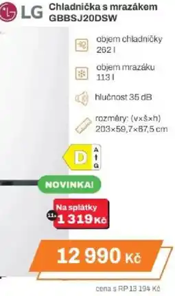 Expert LG Chladnička s mrazákem GBBSJ20DSW nabídka
