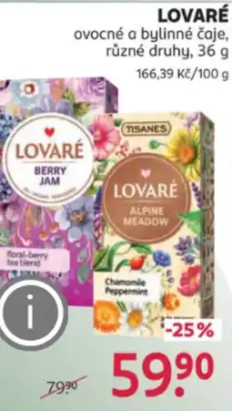 Rossmann LOVARÉ ovocné a bylinné čaje nabídka