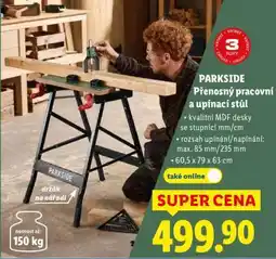Lidl PARKSIDE PŘENOSNÝ PRACOVNÍ A UPÍNACÍ STŮL nabídka
