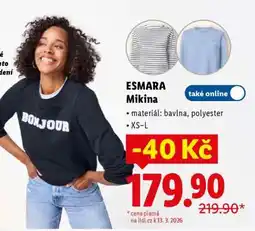 Lidl Esmara MIKINA nabídka