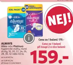 Rossmann ALWAYS Ultra nebo Platinum hygienické nabídka