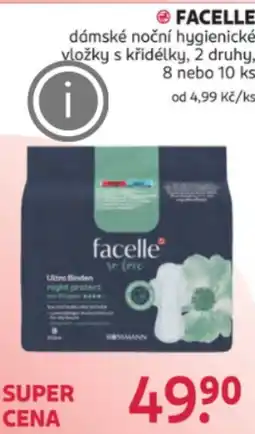 Rossmann FACELLE dámské noční hygienické vložky s křidélky nabídka