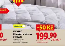 Lidl LIVARNO Celoroční prošívaná přikrývka nabídka