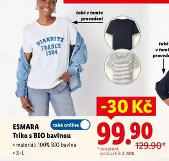 Lidl ESMARA TRIKO S BIO BAVLNOU nabídka