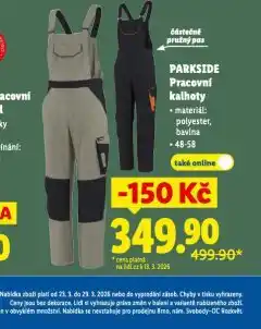 Lidl Pracovní kalhoty nabídka