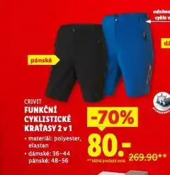 Lidl Pánské funkční cyklistické kraťasy nabídka