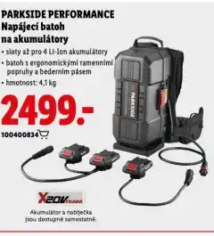 Lidl Parkside napájecí batoh na akumulátory nabídka